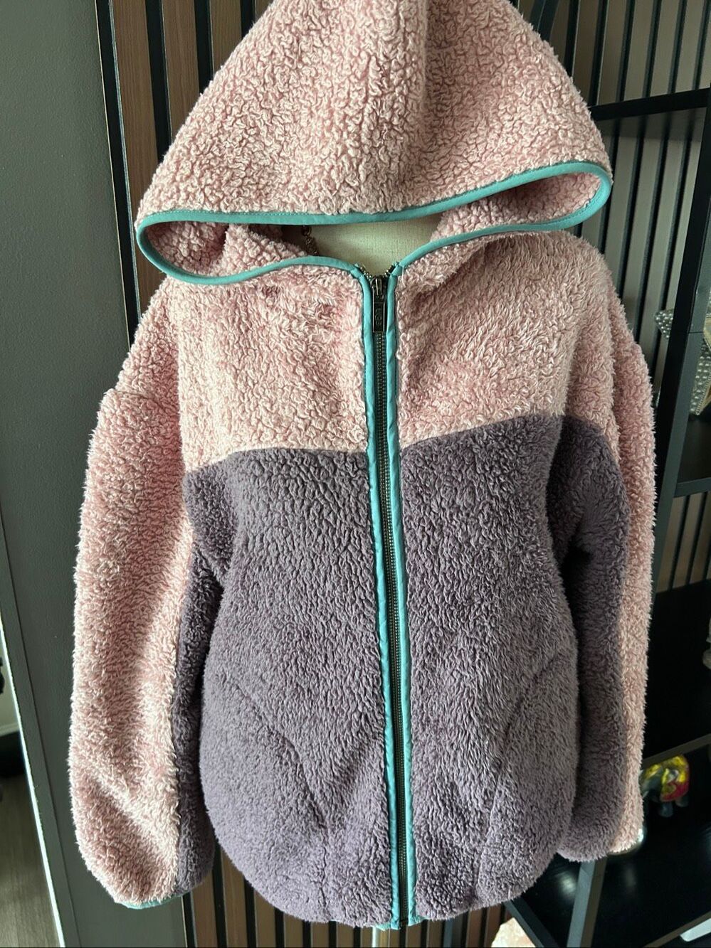 UGG Womens Sheila Sherpa Full-Zip Jacket Size xs Pink/Purple Hood Pockets